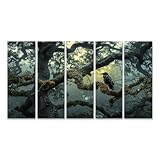 islandburner Prime Bild auf Leinwand Rabe auf nebeligem Ast im verwunschenen Eichenwald Bilder Wandbilder Poster