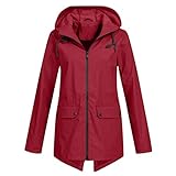 Generisch Regenjacke Damen Wasserdicht Fahrradjacke Outdoor Lang Kapuzenjacke Leichte Mittlere Länge Softshelljacke Elegant Dünne Jacke Atmungsaktiv Fahrrad Regenparka Outdoorjacke Rain Coat Women