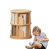 MDDKOP Drehbares Bücherregal, 2/3 Etagen, Bücherregal Drehbar, Multifunktionaler Massivholz 360°-Display, rundes Bücherregal, schmal, drehbar, Eckregal, stehendes Bücherregal, Erwachsenenschlafzimmer(
