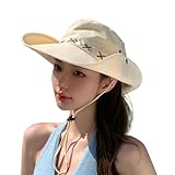 Gyios Sonnenhut Damen Sun Hats Uv -schutzweitkrempe Sommerhut Faltbare Angelwanderkappe-beige