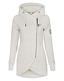 ELFIN Damen Jacken Sweatjacket Damen Sweatjacke mit Kapuze,Leicht Grau,M