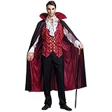 Spooktacular Creations - Vampir Kostüm Erwachsene, halloween kostüm vampir, Renaissance Mittelalterliche Vampir Deluxe Halloween Kostüm für Herren Rollenspiel Sins Cosplay (X-Large, Red)