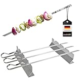 bremermann Grillspieße 4er-Set mit 2 Ablage-Gestellen, Grillspießhalter, Edelstahl