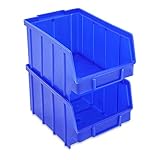 S&S-Shop 26 Stapelboxen Blau Gr.3 | aus hochwertigem Kunststoff | mit Schildcheneinschub | Lagerkisten | Schraubenbox | Lagerboxen | Sortierbox | Ordnungssystem | Werkstattzubehör | Made in Germany