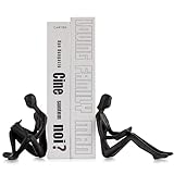 Sziqiqi Dekorative Bücherenden für Regale - Gusseisen Buchstützen für Schwere Bücher Lesen Paar Bücherregal Dekorative Objekte Metall Moderne Statue Buch Stopper Skulptur Geschenk für Leser Nerd