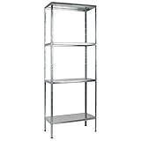 SCHULTE Regalwelt Steckregal mit 4 PowerMAX Fachböden, 65 kg Tragkraft, 180x60x40 cm (HxBxT), verzinkt (Lagerregal, Werkstattregal, Kellerregal, Garagenregal, Metallregal