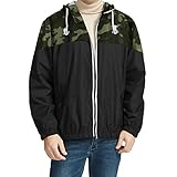MUOYITEW Leichte Frühling Regenjacke Herren Drucken Regenjacke Wasserdicht Übergangsjacke Hooded Funktionsjacke Windjacke Casual Outdoorjacke Langarm Regenponcho Winddichte Softshelljacke