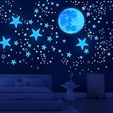 Leuchtsterne Kinderzimmer Leuchtsterne Selbstklebend 629 Stück Sternenhimmel Aufkleber Kinderzimmer Deko Sternenhimmel Junge Wandsticker Selbstklebend Mädchen Babyzimmer Deko, Blau