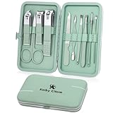 Maniküre Set 10-teiliges, Pediküre Kit Nagel Schere Nagelpflege Nagelknipser Kit, Nagelset Nageletui Nagelknipser Kit Reise Beauty Kit (Grün)