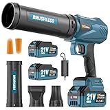 Akku-Laubbläser, Bürstenloser Motor mit 2x4.0Ah Akkus,Leaf Blower,Luftmenge 800m³/h,Stufenloses Getriebe,3 DüSen, 1,82 Lbs Leicht für Garten,Laub,Staub & Schnee