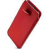 ONEFLOW Liberty Case für iPhone 5s / 5 / SE (2016) Handy Einsteckhülle mit Rückzugfunktion, PU Leder Handytasche, Schutzhülle mit Lasche, Sleeve Etui Hülle zum Einstecken, Rot