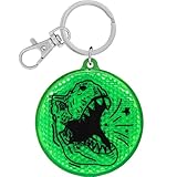 GRUSS & CO Reflektor Motiv Dino | Runder Anhänger mit Schlüsselring und Karabinerverschluss, Schlüsselanhänger auf Headercard, Reflektoranhänger | Kindergeburtstag, Geschenk, Schulstart | 70139