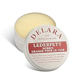DELARA Hochwertiges Lederfett, nährt, imprägniert und pflegt Schuhe, Taschen, Reitsättel und Möbel aus Leder, Dose mit 100 ml, farblos - Made in Germany