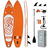 FunWater 10' &11' Stand Up Paddle Board Sup Board, Aufblasbares Stand Up Paddle Board für Erwachsene, Alle Fähigkeiten mit Aller Zubehör, Paddel, Pump, Sitz (10' Aztek-ORANGE)