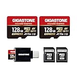 Switch 2: GIGASTONE 128 GB microSD Express 2er-Pack, SD 7.1 Geschwindigkeit bis zu R/W 880/500 MB/s für Nintendo-Switch 2, professionelle Kamera, A1 V30, mit 2 SD-Adaptern und 1 USB-C-Kartenleser