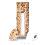 Decorasian Toilettenpapier Aufbewahrung geflochten aus Wasserhyazinthe – Toilettenpapierhalter für Vier Rollen Klopapier – Klopapierhalter stehend