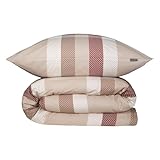 Schiesser Bettwäscheset Kris | 2-teilig | Kariert | Renforcé | 100% Baumwolle | Oeko-Tex Zertifiziert | Reißverschluss | 155x220cm + 80x80cm | Beige-Rot