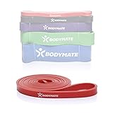 BODYMATE Fitnessband 208 cm, elastisches Widerstandsband aus Naturlatex, trainiert Kraft, Ausdauer, Koordination, Flexibilität UVM., für Anfänger & Profis, in Rot