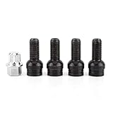 Qiilu Felgenschloss Kugelbund M14x1,5, 4 + 1 Schwarz Stahl Radbolzen Lock Lug Nut Set Mit Schlüssel