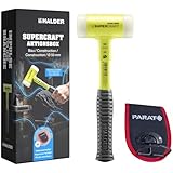 Aktionsbox Bau, SUPERCRAFT-Schonhammer D50 mit bruchsicherem Stahlrohrstiel, gelb-fluoreszierend beschichtet und PARAT Hammerhalter | 3377s001