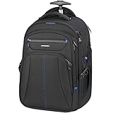 KROSER Laptop Trolley Rucksack Laptop Handgepäck Tasche Pilotenkoffer Aktenkoffer Mit Rollen Koffer Wasserdicht für bis zu 17 Zoll Laptop mit RFID-Taschen für Reisen/Business/Männer/ Frauen-Schwarz