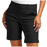 Cargo-Shorts für Damen, Chino-Shorts, hohe Dehnbarkeit, leichte Arbeitshose, mit Taschen, hohe Taille, bequem, leger, Kniehose, Größe 44, Lounge-Shorts für Damen, Schwarz , M