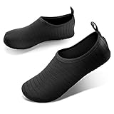 JOTO Wasserschuhe für Damen Herren Kinder, Unisex Badeschuhe Strandschuhe Quick-Dry Schnelltrockend Aquaschuhe Schwimmschuhe Surfschuhe Barfuß Schuhe Schwarz/ 44-45