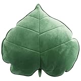 3D-Blatt-Dekokissen, dekoratives Pflanzenkissen, weiches Plüschkissen, Blattform, Plüsch-Rückenlehne, bequemes Pflanzen-Schlafkissen für Schlafzimmer, Sofa, Couch, Wohnzimmer, 50 x 50 cm (grün)