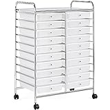 Yaheetech Rollwagen Badrollwagen Rollcontainer mit 20 stapelbaren Schubladen Allzweckwagen Metallgestell Aufbewahrungswagen Beistellwagen für Büro Küche Bad Wohnzimmer