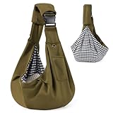 Valleycomfy Tragetuch Hund Haustier Hundetragebeute, Haustier Hundetasche mit verstellbarem, Hund Katze Hundetasche für Spaziergang Aktivitäten im Freien und Ausflüge, Tragekraft bis 7kg(Grün)