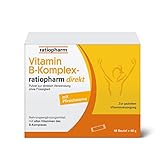 Vitamin B-Komplex-ratiopharm direkt: Alle 8 B-Vitamine auch für Vegetarier. Direktpulver mit Pfirsichgeschmack ohne tierische Inhaltsstoffe bei Mehrbedarf an B-Vitaminen, 40 Beutel