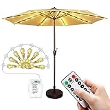 Spurleh 104 LEDs Sonnenschirm Beleuchtung mit Fernbedienung, 8 Modi Batteriebetriebene LED Sonnenschirm Lichter, IP67 Wasserdichte Umbrella Lights Ideal für Outdoor Dekoration