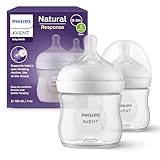 Philips AVENT Babyflaschen Natural Response – 2x Babyflaschen, 125 ml, für Neugeborene ab 0 Monaten, BPA-frei (Modell SCY900/02)