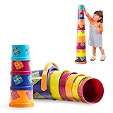B. Toys – 10 Stapelbecher Baby – buntes Stapelspiel – Kinderzimmer, Badespielzeug, Gartenspielzeug – Stapelspielzeug – Baby Spielzeug ab 18 Monaten – Bazillion Buckets