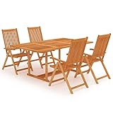 BOWEKAM Home & Garden – 5-teiliges Garten-Esszimmer-Set, massives Teakholz, Möbel Wahl