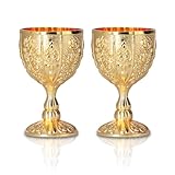 2Pcs Weinkelch,Vintage Goldener Kelch,Weinbecher für die Reisedekorationskollektion,Goldene Retro-Weinkelch Kelche, Mittelalterlicher Kelch, Weinkelch Kelch Becher Vintage Goldener Kelch