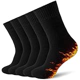 MOSOTECH Thermosocken Herren, 5 Paar Dicke Warme Socken Herren, Atmungsaktiv Schwarz Socken Wintersocken Wollsocken Wandersocken, EU Größe 39-45
