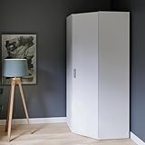 Forte ECONOBOX 2 Eckkleiderschrank 90, 1-türiger Drehtürenschrank, Holzwerkstoff, Weiß, 89,5 cm breit, 210,5 cm hoch, 89,4 cm tief