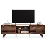 IDIMEX TV Lowboard RIAN mit 2 Schiebetüren für 75' TV Kastanien Farben - TV Kommode aus massivem Kiefernholz, 3 verstellbare Einlegeböden, TV Sideboard