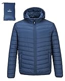 Outdoor Ventures Leichte Steppjacke Herren Übergangsjacke Packbare Puffer Jacke Winterjacke für Männer Zum Ski Wandern Reisen Navy Blau M