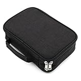 GREATRICH 23x16x7cm Federmäppchen, Mäppchen Großes Schwarz mit 3 Fächern, Federmappe Robuster Polyester mit Tragegriff, Federtasche für Schule/Büro, Jugendliche & Erwachsene