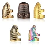 JJUNW 5 Stück Einstellbare Fingerhut Nähen, Metall Fingerschutz Sewing Thimble Ring Fingerhüte Für Handnähen Handwerk Stickerei für DIY Nähwerkzeuge Stickerei Handarbeiten