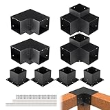 VEVOR 8er-Set Pfostenverbinder aus 2 mm dicken Stahlplatten Pfostenecke Pergola Eckverbinder Holzverbinder 90°-Stiefelstruktur Eckhalterung Holzbalken Pavillon Halterungs Set 270 x 270 x 202 mm
