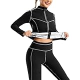 Weyot Saunaanzüge Damen, Schwitzanzug Zum Abnehmen, Damen Trainingsanzug - Sweatshirt Top Und Hose, Schweiß Anzug Sauna Effekt Gewichtsverlust Body Shaper Für Sport, Laufen Und Fitness