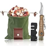 Fosoloni Pilzmesser mit Bürste und Lineal, Tasche Edelstahl Trüffel, Schwammerlmesser, Klappmesser, Tragbares Pilzmesser Set, Geschenk für Pilzsammler