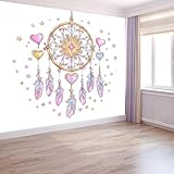 Vlies Fototapete Aquarell Traumfänger 500 x 280 cm Fototapete und Tapete, Vliestapeten Wandkunst und Wandbild, Lichtfarbe dekorative Tapete für Wohnzimmer, Schlafzimmer und Kinderzimmer