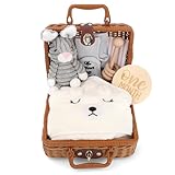Baby Geburt Geschenk Personalisiert Jungen und Mädchen Neugeborenen Geschenk Set Babydecken, Holzspielzeug, Plüschtiere, Grußkarten, Geburtskarten, Socken, Geschenkboxen Körbe