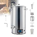 Intelligentes 40-Liter-Heimbrausystem mit Pumpe und LCD-Display – 10,5 Gallonen All-in-One-Braukessel | 2500 W Heizung, 7 programmierbare Stufen, 20-Minuten-Würzekühler(40L,220V)
