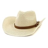 Hutkrempe für Damen, wilder Strand, Herren, breite Kappe, Cowboy-Kappe, Südwesten-Baseballkappe, beige, Einheitsgröße