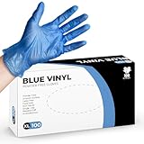 PANKTI Blaue Einweghandschuhe, latexfreie und puderfreie Vinylhandschuhe, stark und durchstichfest, bequeme Passform, Verwendung für Reinigung, Friseur und Mehrzweckgebrauch (XL, 100 Stück)